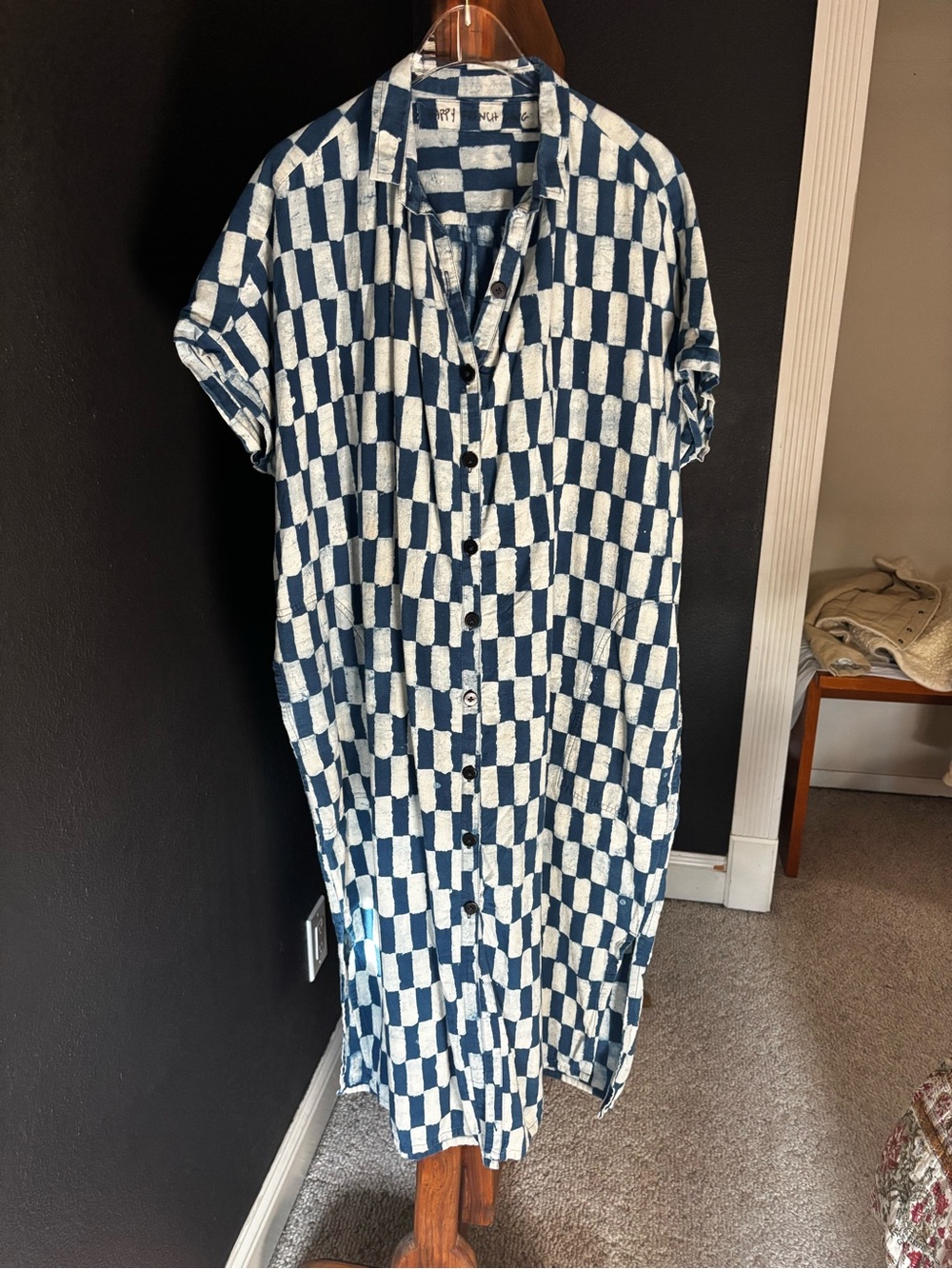 Happy French Gang Elise Big Rectangle Dress Indigo One Size - Picture 5 of 9